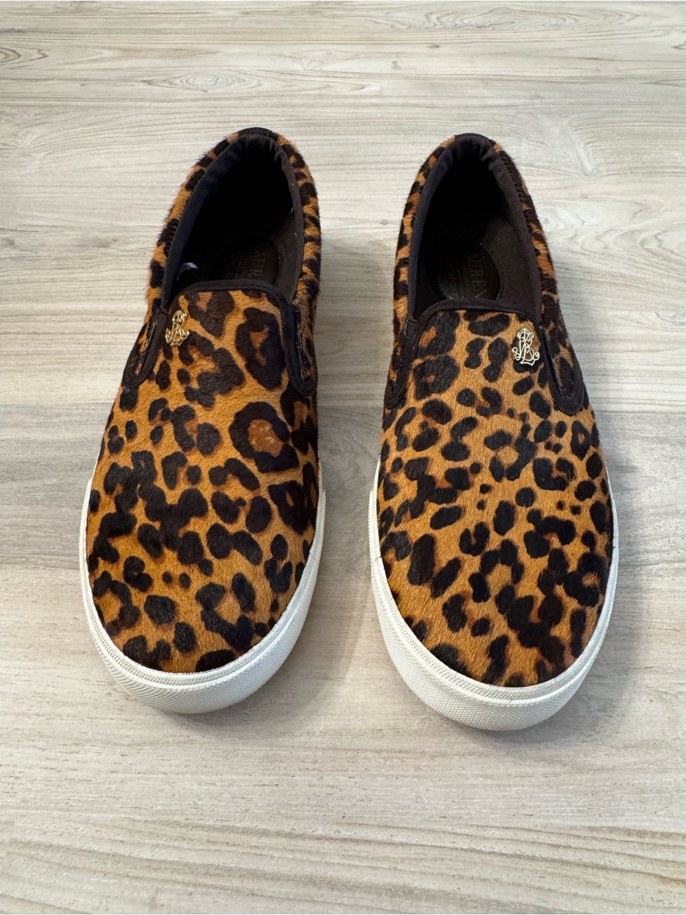 Lauren Ralph Lauren Leopard Print Slip-On Sneakers - Brown/Black